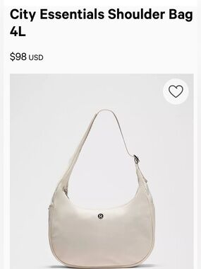 NWT Lululemon City Essentials Shoulder Bag — Cream